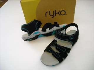 Ryka BLACK Perforated Ankle Strap Walking SANDAL 8.5 W  