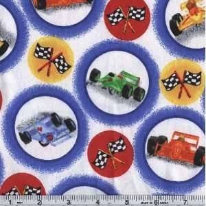  45 Wide Flannel Race Cars Blue Fabric By The Yard Arts 
