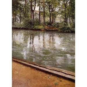   Caillebotte   24 x 34 inches   The Yerres, Rain aka Riverbank in t