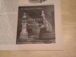 1952 Mary Chess Strategy Perfume Ad Chess Piece  