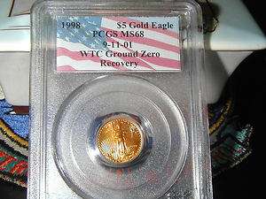   1999 $5 American Gold Eagle PCGS MS68 WTC World Trade Center Recovery