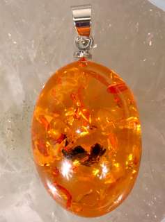 16x23mm Orange Manmade Amber Ant Oval Pendant  