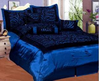 Zebra Black Flock Satin Comforter Bed Set New  6 Colors  