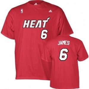  Lebron James Miami Heat Adidas Red NBA Player T Shirt 