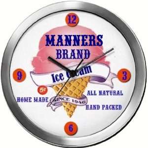  MANNERS 14 Inch Ice Cream Metal Clock Quartz Movement 