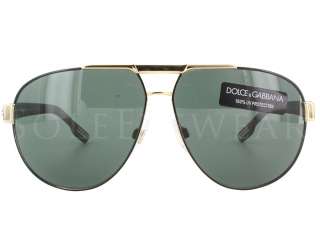 NEW Dolce and Gabbana 2099 1081 Gold Black / Grey Green Aviator 
