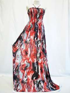 New Womens Halter Strapless Smocked Red Party Maxi Dress Sz XL XXL 