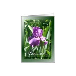  57th Anniversary ~ Flower / Purple Iris and leaves Card 