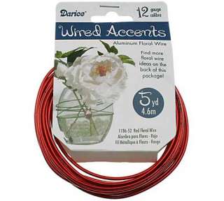 RED 12 Gauge Floral Craft Wire, 5 yards, XTD4 52RED  