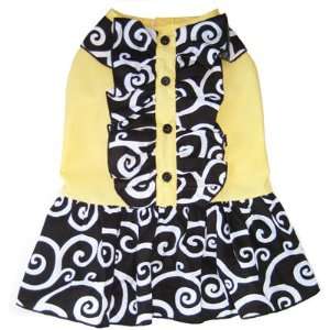   Black & Yellow Swirl Dog Dress Clothing Clothes XXS