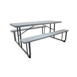 Industrial Grade 12F621 Picnic Table, 6 Ft, KD Construction, Gray