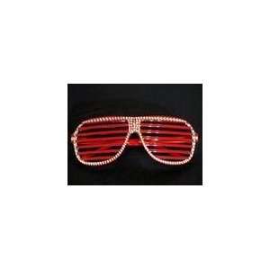  Rhinestone studded shutter shade style glasses (Red 