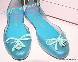 Juicy Couture YUKO Turquoise Jelly Ballet Flat Shoes 8  