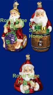 Wine Grapes Beer Santa Claus Glass Christmas Ornament  