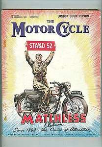 THE MOTOR CYCLE magazine 15/11/56 feat. Earls Court Show report 
