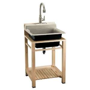  Kohler K 6608 3P G9 Bayview Wood Stand Utility Sink with 
