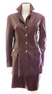 Griffith And Gray St. John Brown Leather 2pc Skirt Suit  