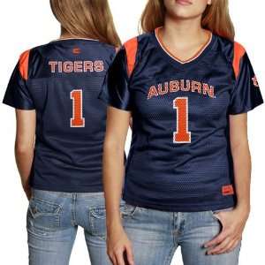  Auburn Tigers #1 Ladies Navy Blue Sideline Football Jersey 