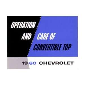  1960 CHEVROLET CONVERTIBLE TOP Owners Manual User Guide 