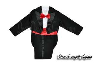 544Z Black Boys 5pcs Tuxedo Wedding Suit/Bow Tie/Shirt/Blazer/Jacket 