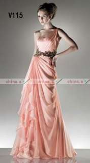 2012 One shoulder Pink Prom Gown Evening Dress Bridal Wedding Dress 