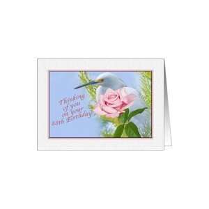  Birthday 88th, Pink Rose and Snowy Egret Bird Card Toys & Games