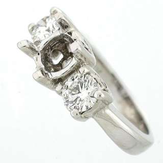 14K Vintage Style 3 Stone Diamond Semi Mount Engagement Ring Setting 0 