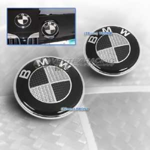  BMW Carbon Fiber Hood Trunk Roundel Emblem Black & Silver 
