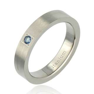 5mm Titanium Ring Blue Syn Sapphire Mens Wedding Band Sz 10  