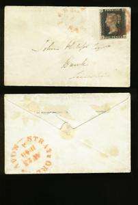 1840 GB 1d penny black Pl 6 ? F D on small envelope  