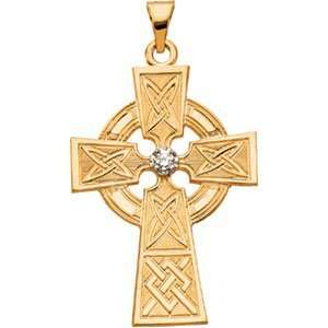   Yellow Gold Cross Pendant With Diamond 33x23mm   JewelryWeb Jewelry