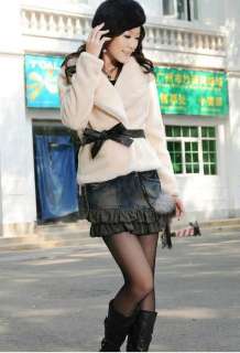 Fashion New Women Faux Fur Rabbit Hair Coat Fluffy Short Outwear 