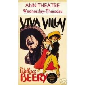   Viva Villa Movie Poster Wallace Beery Rare Hot Vintage