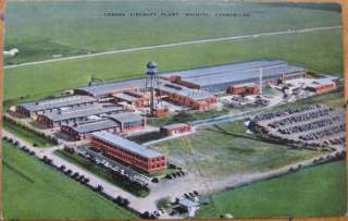 1940 Postcard Cessna Aircraft/Airplane Plant Wichita KS  