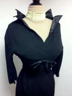 Vintage 1950s Black Wiggle Dress Couture Dress  