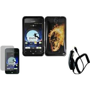 Fire Skull Design Hard Case Cover+LCD Screen Protector+Car Charger for 
