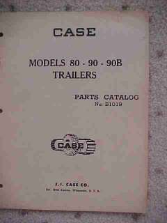 1960 Case Tractor Parts Catalog 80 90 90B Trailer p  