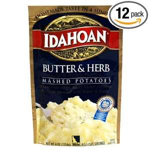 Idahoan Mashed Potatoes, Butter & Herb, 4 Ounce Package (Pack of 12 