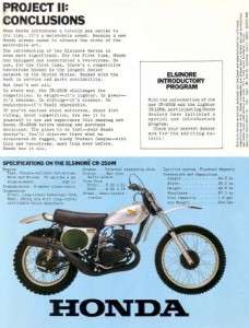 1973 Honda CR 250M Elsinore Motorcycle Original Color Brochure  