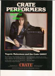 Yngwie Malmsteen   Crate G60GT Amp 1987 PICTURE AD  
