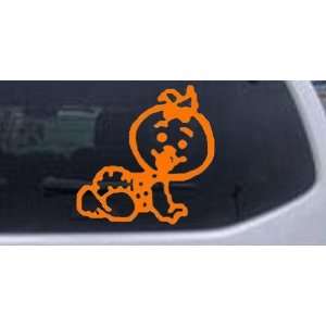 Baby Girl Crawling Car Window Wall Laptop Decal Sticker    Orange 6in 