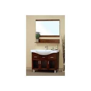 Modern Cabinet 39.4 Inch Single Sink Vanity Wood (Medium Walnut) (34.8 