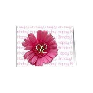  92nd Happy Birthday Pink Gerbera Card Toys & Games