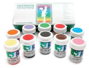 Chefmaster Food Coloring Kit Ten 1 Ounce Colors 802985222015  