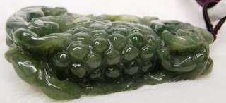 Large Chinese Jade Pendant Lucky Animal & Grape 220g  