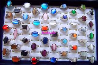 wholesale lots 50pcs assorted cat eye gemstone rings #@  