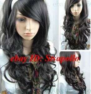 2011 New Charming black hair curly fashion long wig  