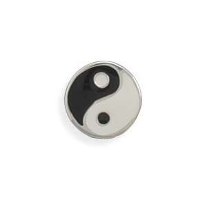 Yin Yang Black and White Story Bead Slide on Charm Sterling Silver