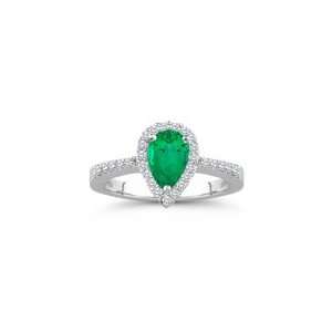   64 Cts of 8x5 mm AAA Pear Emerald Ring in 18K White Gold 4.5 Jewelry
