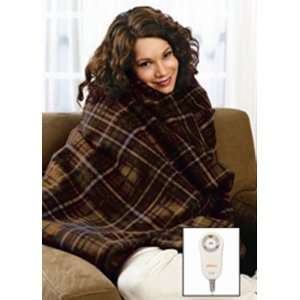   Up Brown Plaid Fleece Electric Warming Throw Blanket